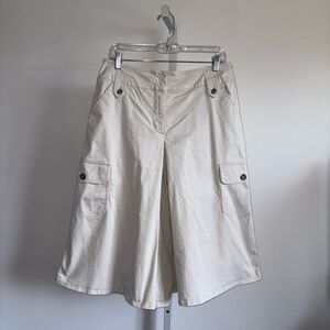 Max Mara Weekend Culottes Wide Leg Crop Pants Utility Cargo Pockets Sz 10 Safari